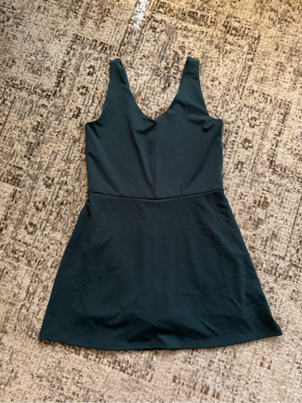 CALIA by Carrie Underwood Deep Green V-Neck Romper Dress